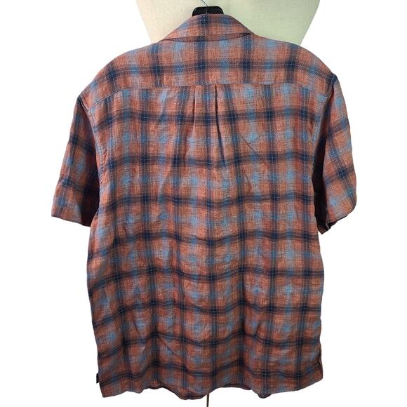 ROWN Brown Red Plaid PAIR Men's Short Sleeve Button Up Shirts NEW Large - Picture 3 of 6
